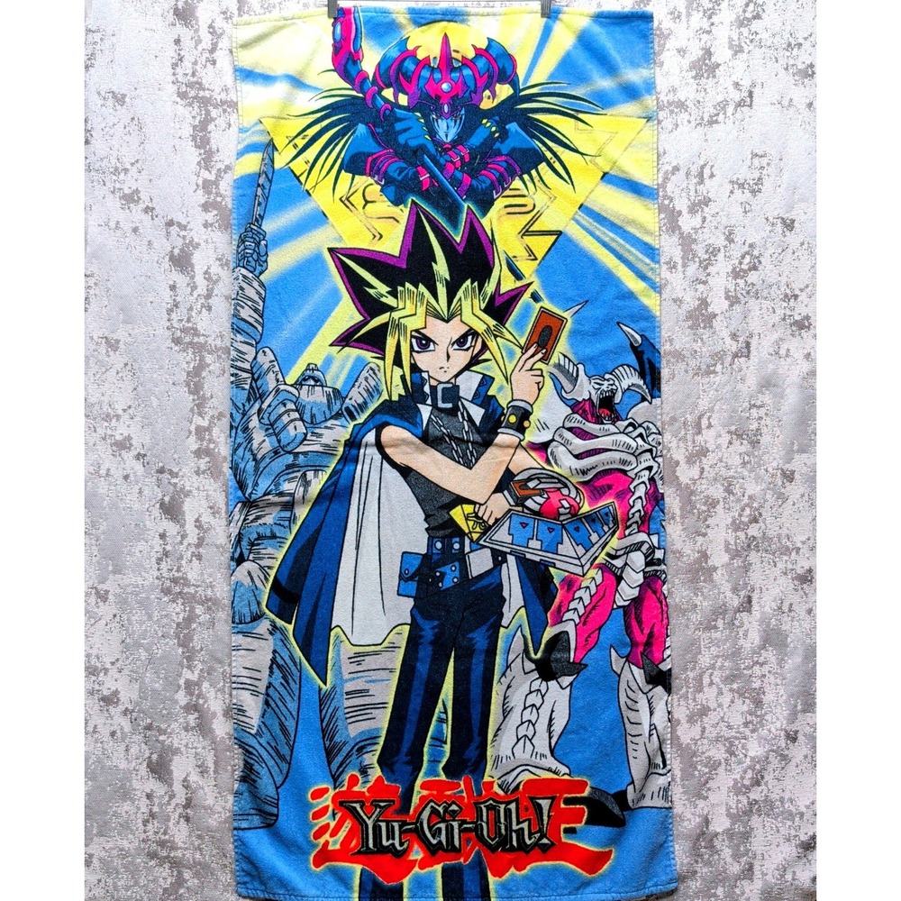Vintage Yu-Gi-Oh! Beach Towel Yami Yugi Dark Magician Summoned Skull EUC 1996